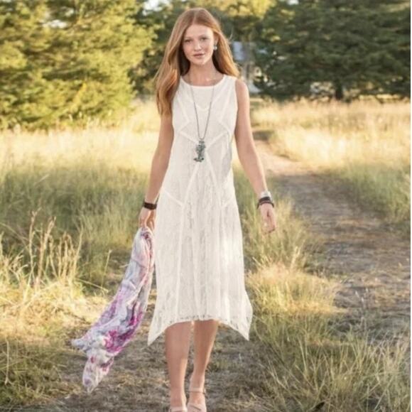 Sundance Language of Love Ivory Patchwork Lace Dress Small Robert Redford EUC - Picture 1 of 10